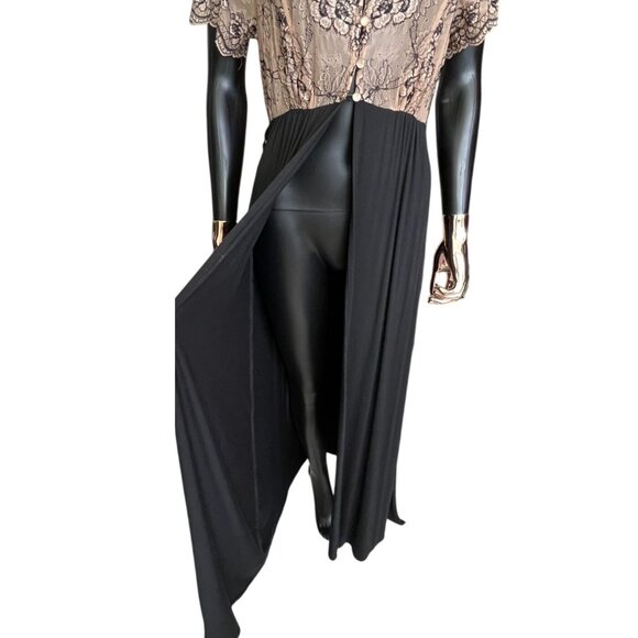 Soma Cool Nights Lace Bodice Maxi Nightgown Large Black Nude Lace Sleepwear NWT - Picture 8 of 12